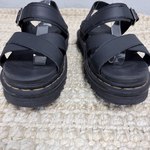 Dr. Martens Voss II Black Hydro Leather Platform Sandals EVA Sole US 9 - Picture 3 of 7